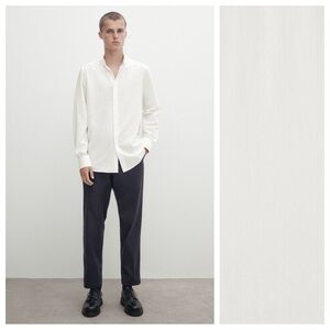 NWT. Massimo Dutti Man White Twill Slim Fit Shirt. Size M.
